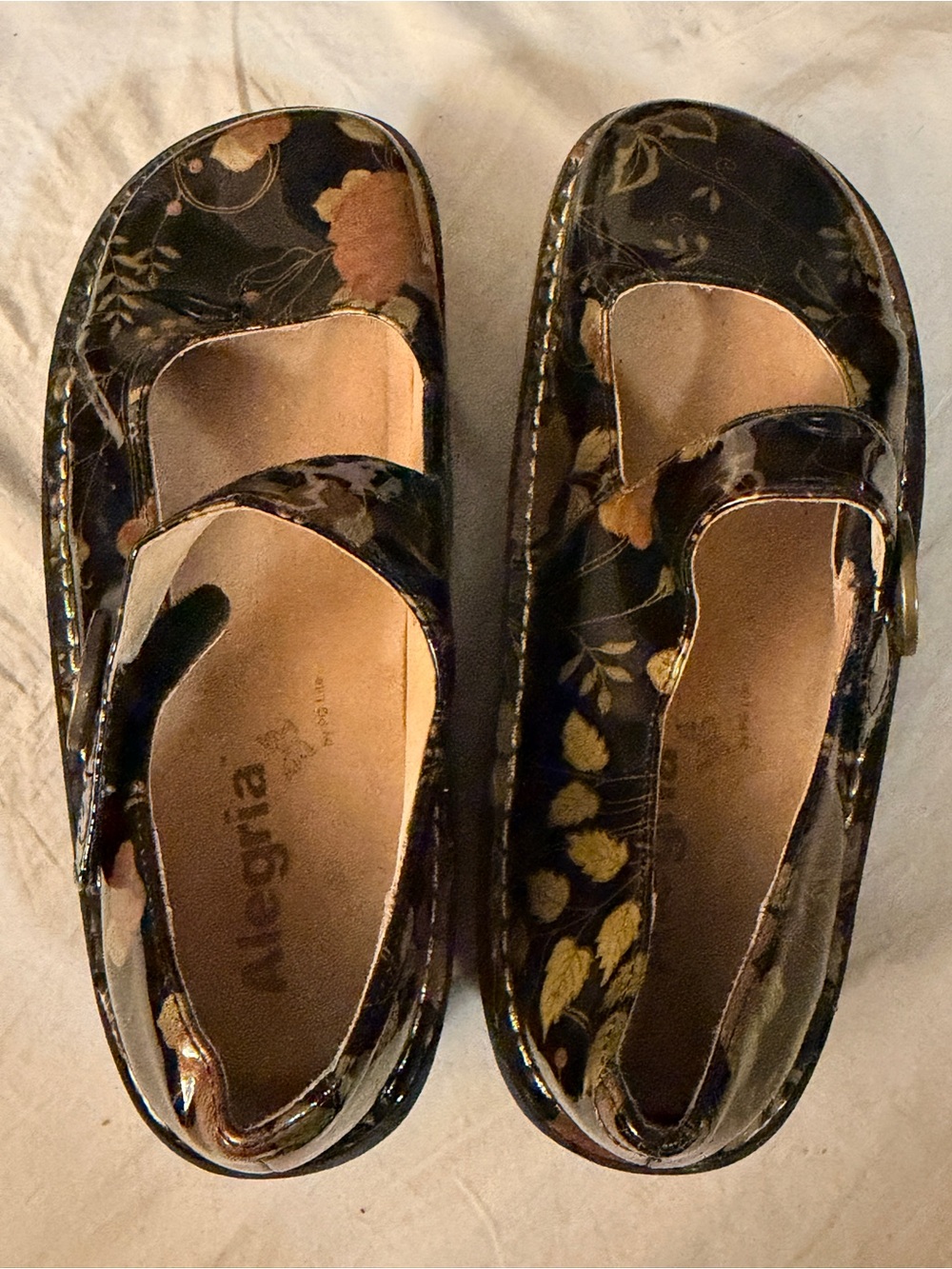 Alegria Black Floral Mary Jane Shoes